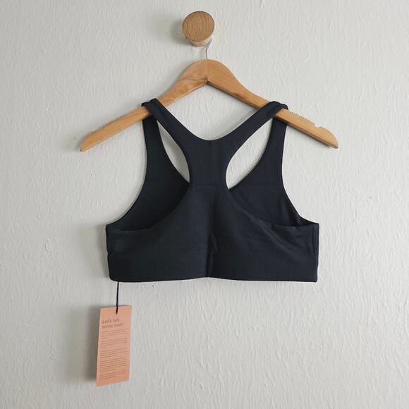 Girlfriend Collective FLOAT V-Neck Racerback Sports Bra Midnight Black Large NWT - Picture 10 of 13